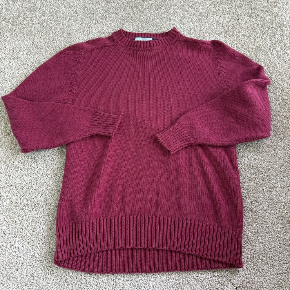 Vintage Fieldmaster Sweater Mens Large Red Tight Knit Crewneck Pullover Cotton